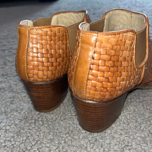 DUCCIO DEL DUCA Milano Cognac Woven Leather Ankle Boot Booties EU35 = US 4.5 - Picture 3 of 10